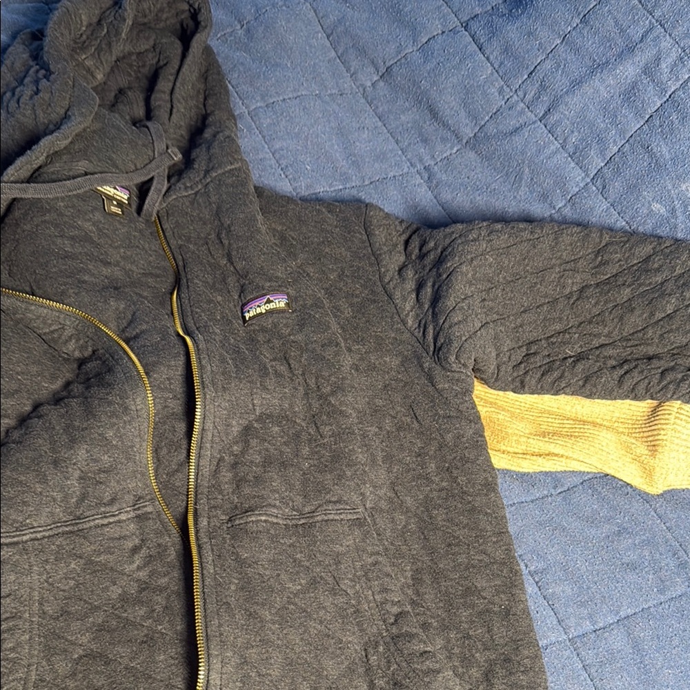 Patagonia Gray and Yellow Hooded Jacket